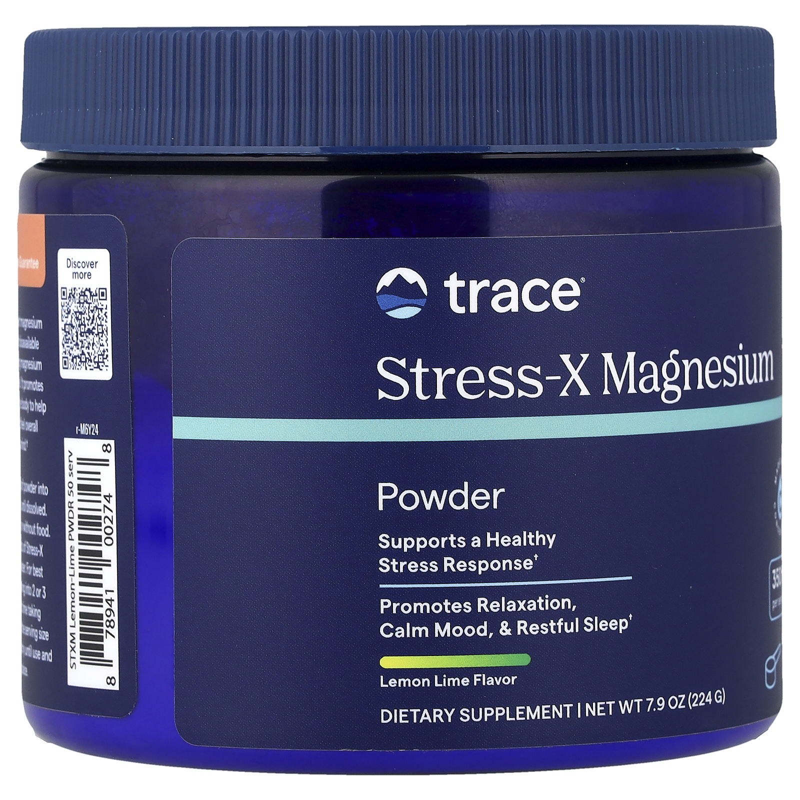 Trace Minerals Stress-X Magnesium - Magnesium Drink Mix for Stress Support - Muscle & Sleep Support Formula - Highly-Absorbable Powder - Lemon Lime - 7.9 oz (50 Servings)