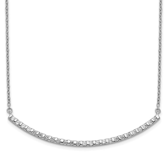 14K White Gold Diamond Necklace Chain Lab Grown VS/SI GH, Curved Bar inch