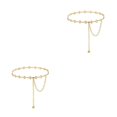 thumbnail image 1 of Qarigey Cinturón de cadena de metal de moda para mujer - Accesorio fácil de almacenar Cadena de cintura real Oro clásico Oro 2Conjunto, 1 of 6