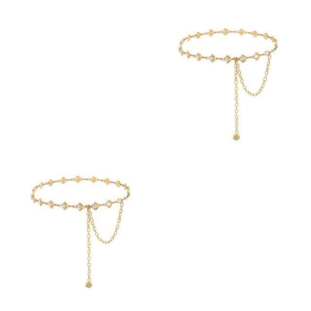 Qarigey Cinturón de cadena de metal de moda para mujer - Accesorio fácil de almacenar Cadena de cintura real Oro clásico Oro 2Conjunto