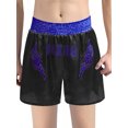 thumbnail image 3 of Aiihoo Muay Thai Shorts Boxing Shorts Metallic Shorts Boxing Training Gym Workout Martial Arts Grappling Fight Wear Black&Blue 14, 3 of 4