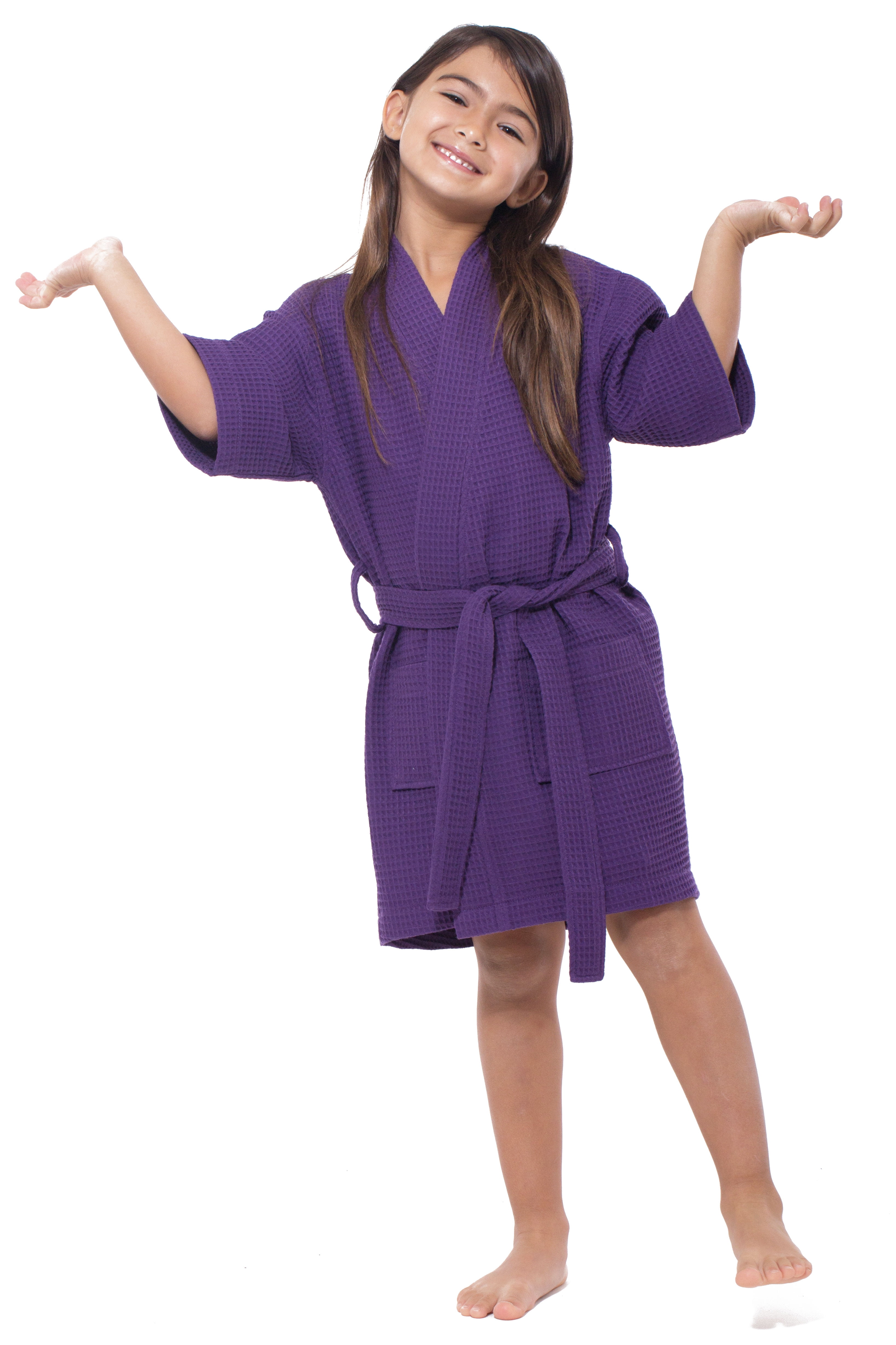 Turquaz Linen Kids Spa Party, Flower Girl Waffle Kimono Robe