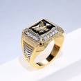thumbnail image 3 of Men's Stainless Steel Gold-plated 14k Golden Eagle Ring Cubic Zirconia Vintage Eagle Ring Totem Animal Ring Fashion Personality Ring Square Stamp Flying Eagle Ring Size 7-13, 3 of 5