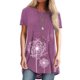 thumbnail image 1 of Qarigey Mujer Impreso Cuello Manga Corta Túnica Camisa Prendas para la parte del cuerpo Púrpura XXL, 1 of 5
