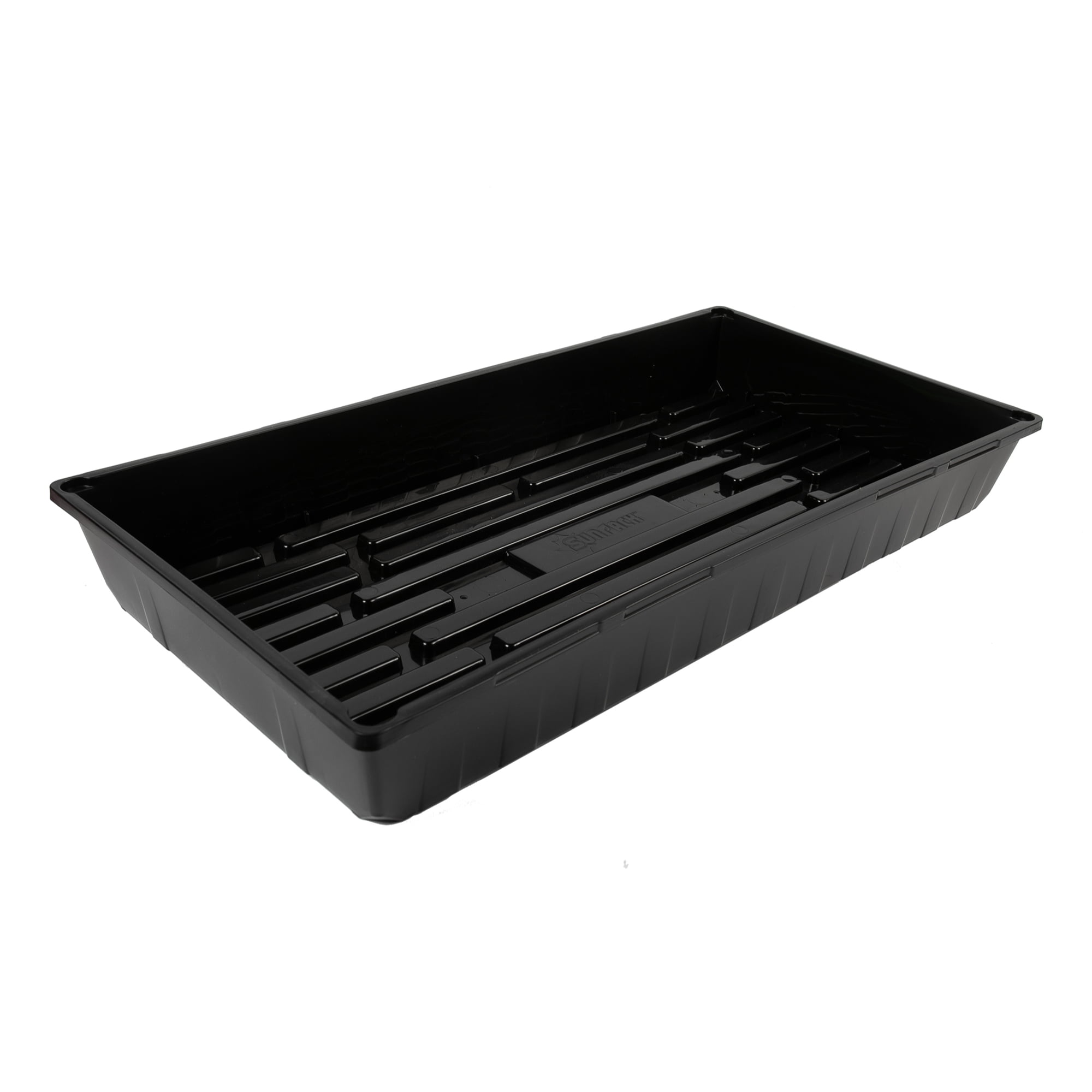 SUNPACK 10” x 20” Mega Plastic Seed Starting Tray, Black, 2.5” - No Drainage Holes, Ideal for Greenhouses or Indoor Gardening - Made of Thick, Strong Plastic