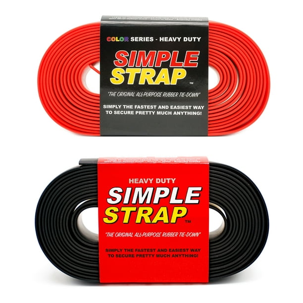 Simple Strap MP3MMBR 20' X 3mm X 40mm Heavy Duty Rubber Tie Down Straps Assorted Colors 2 Count