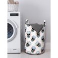 thumbnail image 3 of Hipster Laundry Bag, Repeating Funny Pattern of Skulls with Long Beard Hat and Sunglasses on Splashes, Basket with Handles Drawstring Closure for Laundromats, 13" x 19", Multicolor, by Ambesonne, 3 of 4