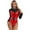 Red, variant on Women's Racer Driver Bodysuits Sheer Mesh Long Sleeve Leather Jumpsuit Uniforms Festival Clothes Red L