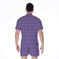 thumbnail image 2 of Purple Grey And White Tattersall Short Sleeve Men'S Rompers Casual Summer Jumpsuits Outfit, 2 of 4