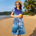 thumbnail image 4 of Naloa Night At Lake Aurora 1 Print Womens Summer A-Line Dress with Pockets,Short Sleeve Dresses,Flowy Beach Swing Dress for Vacation Travel, 4 of 6