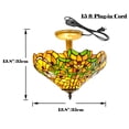 thumbnail image 6 of Kiven 13.8in Plug-in Flush Mount Ceiling Light Fixture, 3-Light Anti Glare Close to Ceiling Light with 15FT Cord, Tiffany-Style Glass Chandelier Dimmable for Bedroom Kitchen Hallway(No.3214), 6 of 7