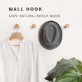 thumbnail image 2 of Natural Wooden Wall Hooks - Pack of 4 - Modern Wood Coat Rack - Decorative Wooden Pegs for Hanging Hat, Towel, or Purse (Beech Wood), 2 of 4