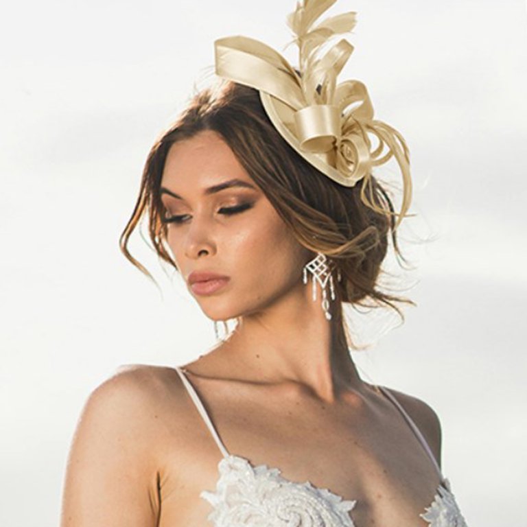 Fascinator hat elastic band Blonde Elastic Hat Bands With Prongs for Fascinators for  main image 2
