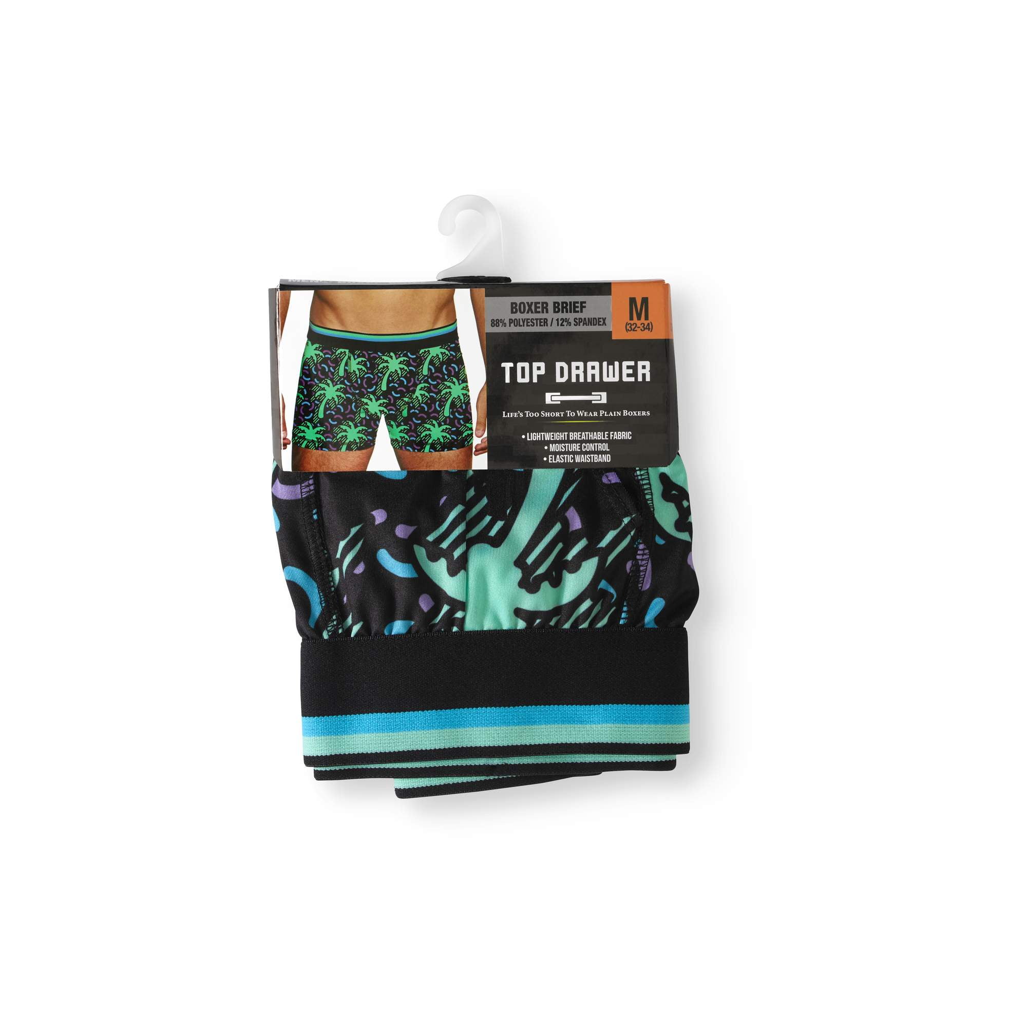 Palm Tree Retro Mens No Ride Up Boxer Briefs Stretch Trunks Underpants