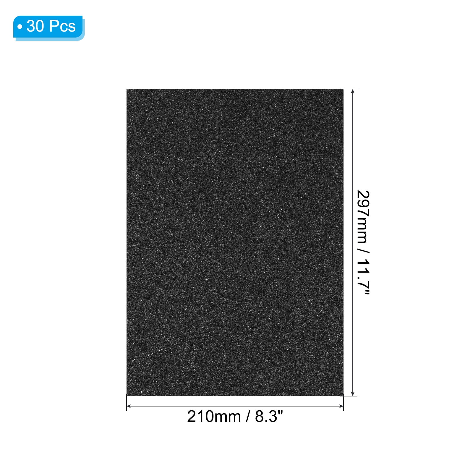 Uxcell Glitters Cardstock, 30Sheets A4 Sparkling No-Shed Shimmer Glitters Paper, Black