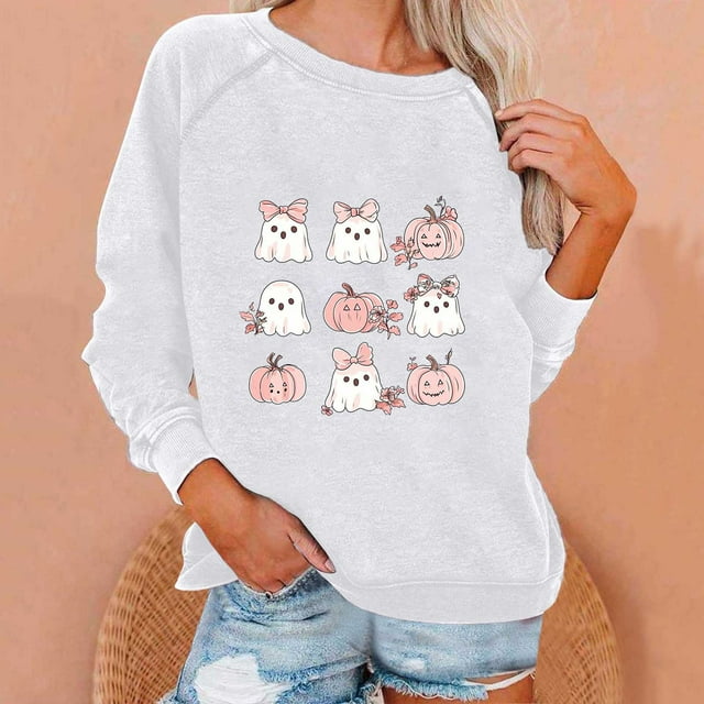Ailaofu Halloween Witches Brew Sweatshirt Women Funny Coffee Co Letter Print T-Shirt Casual Long Sleeve Witch Pullover Sweater