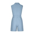 thumbnail image 6 of RYDCOT Rompers for Women V Neck Sleeveless Bodycon Short Pants Jumpsuits with Belt and Pockets Blue, 6 of 7