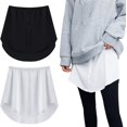 thumbnail image 1 of 2 Pcs Rallonge de Chemise pour Femmes Réglable Superposition Faux Haut Bas Balayage Chemise Jupe Mi-Longue, 1 of 5