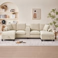 thumbnail image 4 of Soscana 116" Chenille Oversized U Shaped Modular Sectional Sofa for Living Room,4 Seater Couch with Multifunctional Console & USB Ports & Cup Holders,Comfy Sofa with Double Chaise and Storage,Beige, 4 of 16