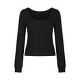 thumbnail image 1 of Timegard T-Shirts à Manches Longues pour Femmes Col Rond Hauts Décontractés Couleur Unie Blouses Basiques Confortables Tendance, 1 of 4