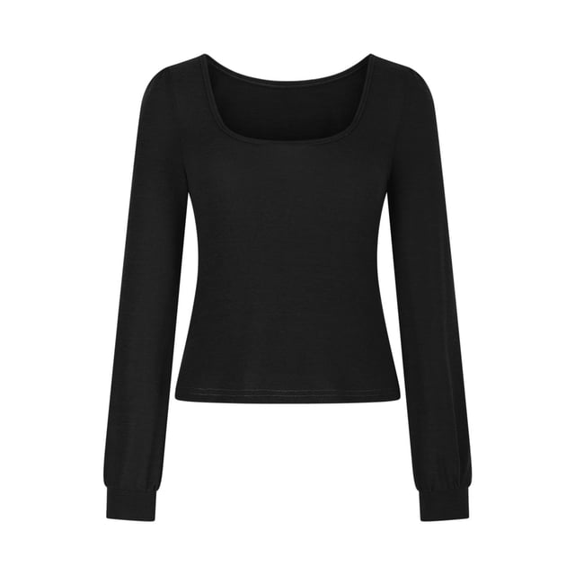 Timegard T-Shirts à Manches Longues pour Femmes Col Rond Hauts Décontractés Couleur Unie Blouses Basiques Confortables Tendance