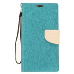 For Motorola Moto E5 Plus/ Moto E5 Supra /XT1924 Denim Fabric Wallet Case Navy Blue/TPU Grey