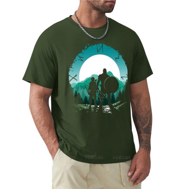 Camiseta de Kratos e Hijo para hombre ropa estética hippie tops de verano