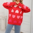 thumbnail image 6 of XPMWRP Women's Cute Heart Winter Warm Sweater Knitted Top Casual Crewneck Long Sleeve Blouses Fashionable Sweaters Pullover Red XL, 6 of 9