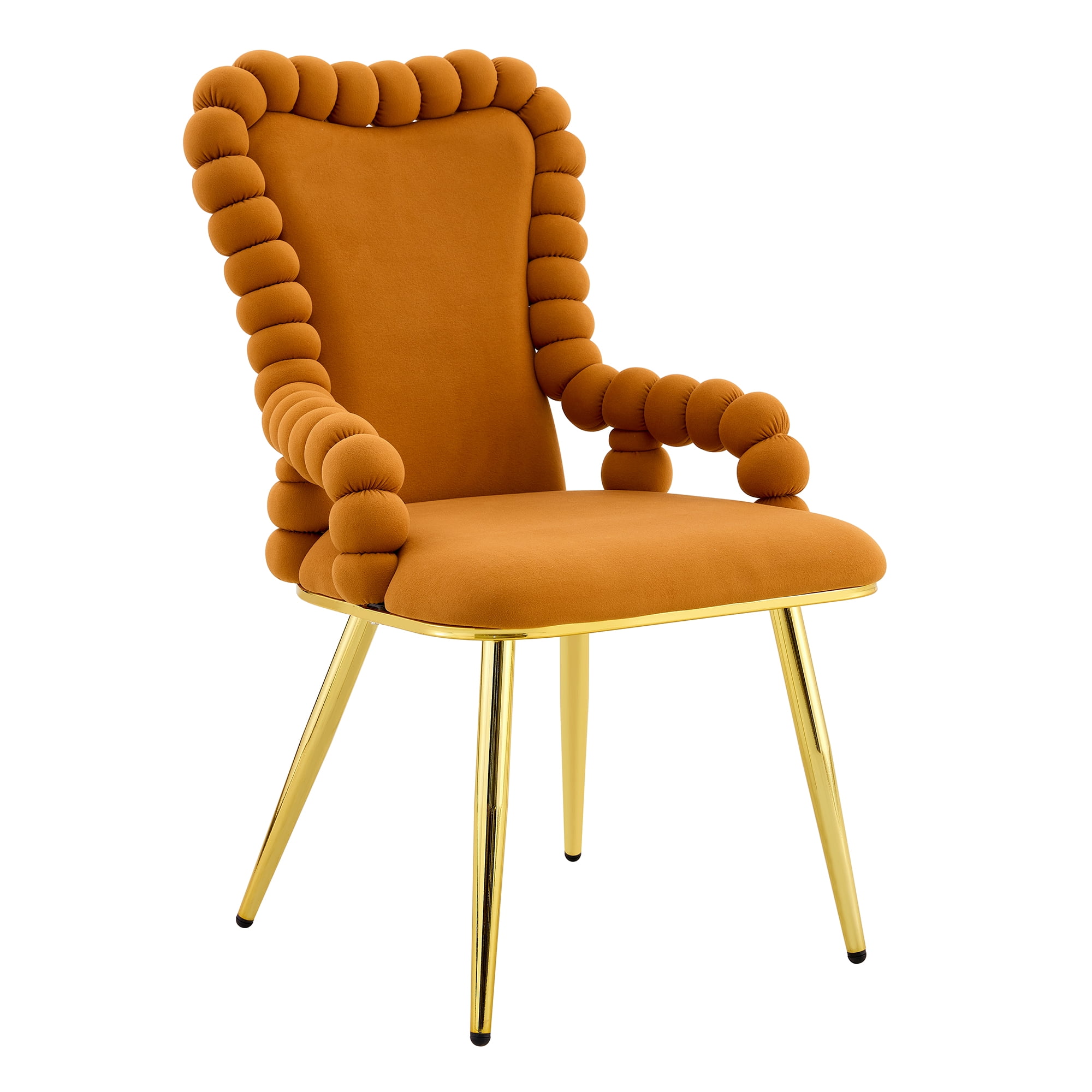 Alvantor Dining Chairs Set of 2, Modern Velvet Bubble Chairs with Armrests & Metal Legs, Upholstered Accent Chairs for Dining Room & Kitchen Orange