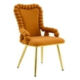 thumbnail image 4 of Set of 2 Orange Puffy Bubble Chair Ball Chain Chair Velvet Dining Chairs with Gold Legs, Upholstered Accent Chairs with Armrests for Dining Room & Kitchen, 4 of 12