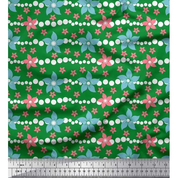 Soimoi Velvet Fabric Dot & Floral Artistic Print Fabric by The Yard 58 Inch Wide