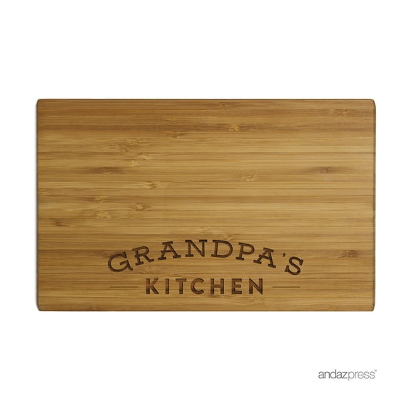Andaz Press Laser Engraved Small Bamboo Wood Cutting Board, 9.5 x 6-inch, Grandpa's Kitchen, 1-Pack