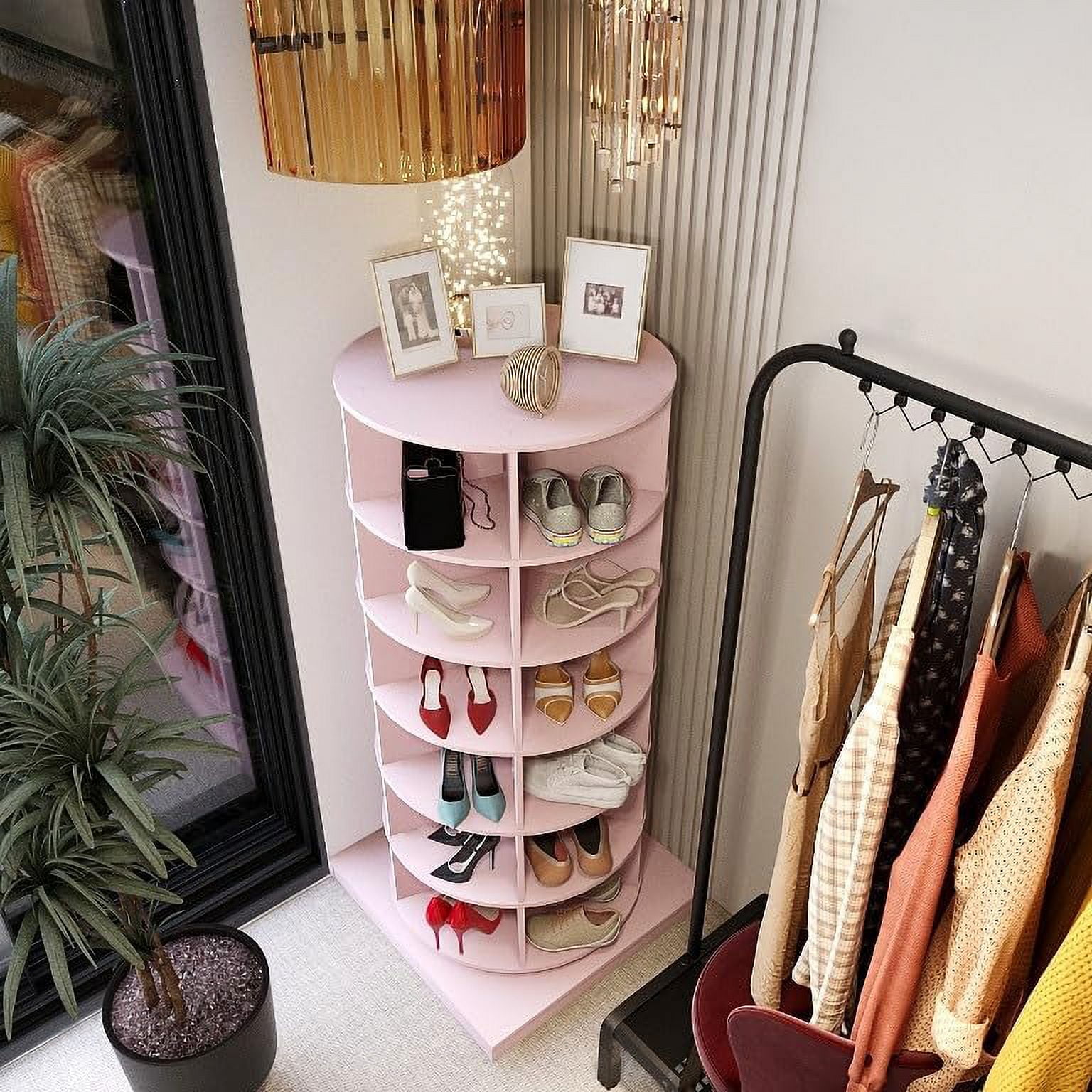 Holaki 6-Tier Rotating Shoe Rack, Holds up to 24 Pairs, Pink