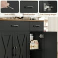 thumbnail image 3 of Homfa Buffet Cabinet with 3 Drawers and 4 Doors, 55.1" W Kitchen Sideboard Storage Cabinet with Adjustable Shelves, Farmhouse Coffee Bar for Dining Room, Black & Brown, 3 of 8