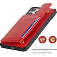 thumbnail image 4 of for iPhone 13 Pro Max Luxury PU Leather Case with Card Holder,Cash Slots,Stand Function Back Wallet Case Flip Wrist Strap Double Magnetic Clasp Durable Case for iPhone 13 Pro Max 6.7",Red, 4 of 14