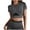 Dark Gray, variant on LYXSSBYX Sports Bras for Women Womens Fashionable and Comfortable Yoga Exercise Bodybuilding Top Yoga Suit Short Sleeved Round Neck Top Shirt