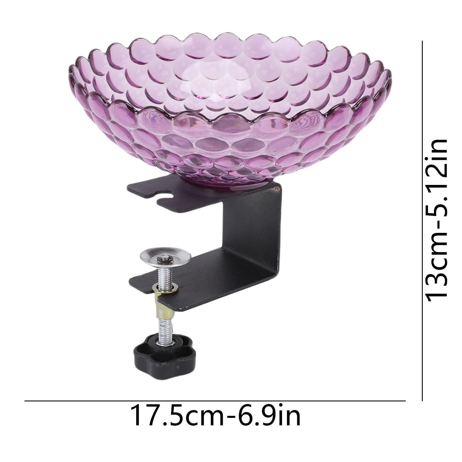 YAHHU Deck Mounted Bird Bath Plastic Detachable Bird Feeder Water Bowl with Adjustable Clamp for Fence Balcony Garden Yard Decor Purple 6.9x5.12 inches / 17.5x13 cm