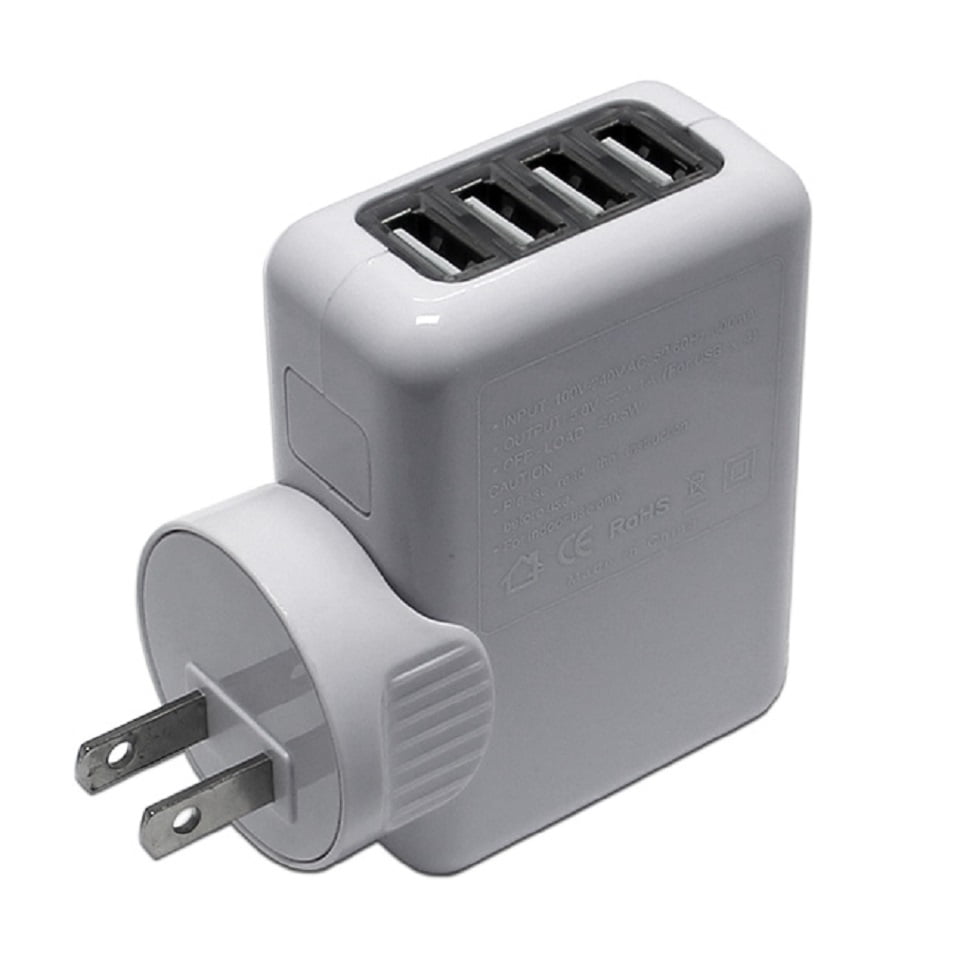 MaximalPower 4 Port USB Charger AC Wall Plug Power Adapter for Charging Phone, Pod and Devices - Plug In Chargers with USB Ports