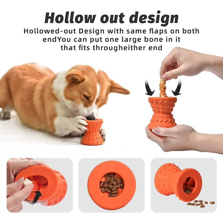 2PCS Puppy Dog Toys Chew Toys Interactive Treat Dispensing Puzzle Toy for  Small Dogs Tough Rubber Teething Dog Bones for Puppies