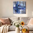 thumbnail image 6 of Canvas Wall Art Abstract Oil Paint Canvas Art Print Royal Blue Graffiti Distressed Color Block Pictures Wall Decor for Living Room Bedroom Artwork Decorations Stretched Framed Ready to Hang 16"x16", 6 of 9