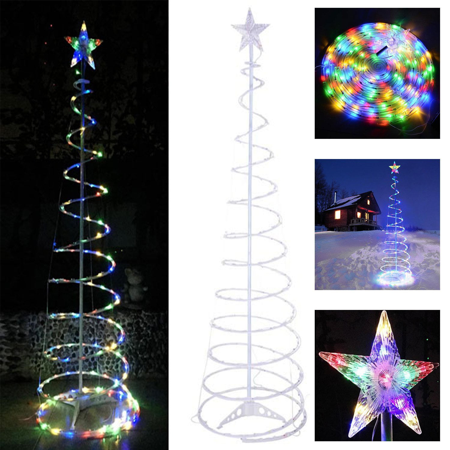 Koval Inc. 5ft Multi Colored LED Lighted Spiral Christmas Tree ...