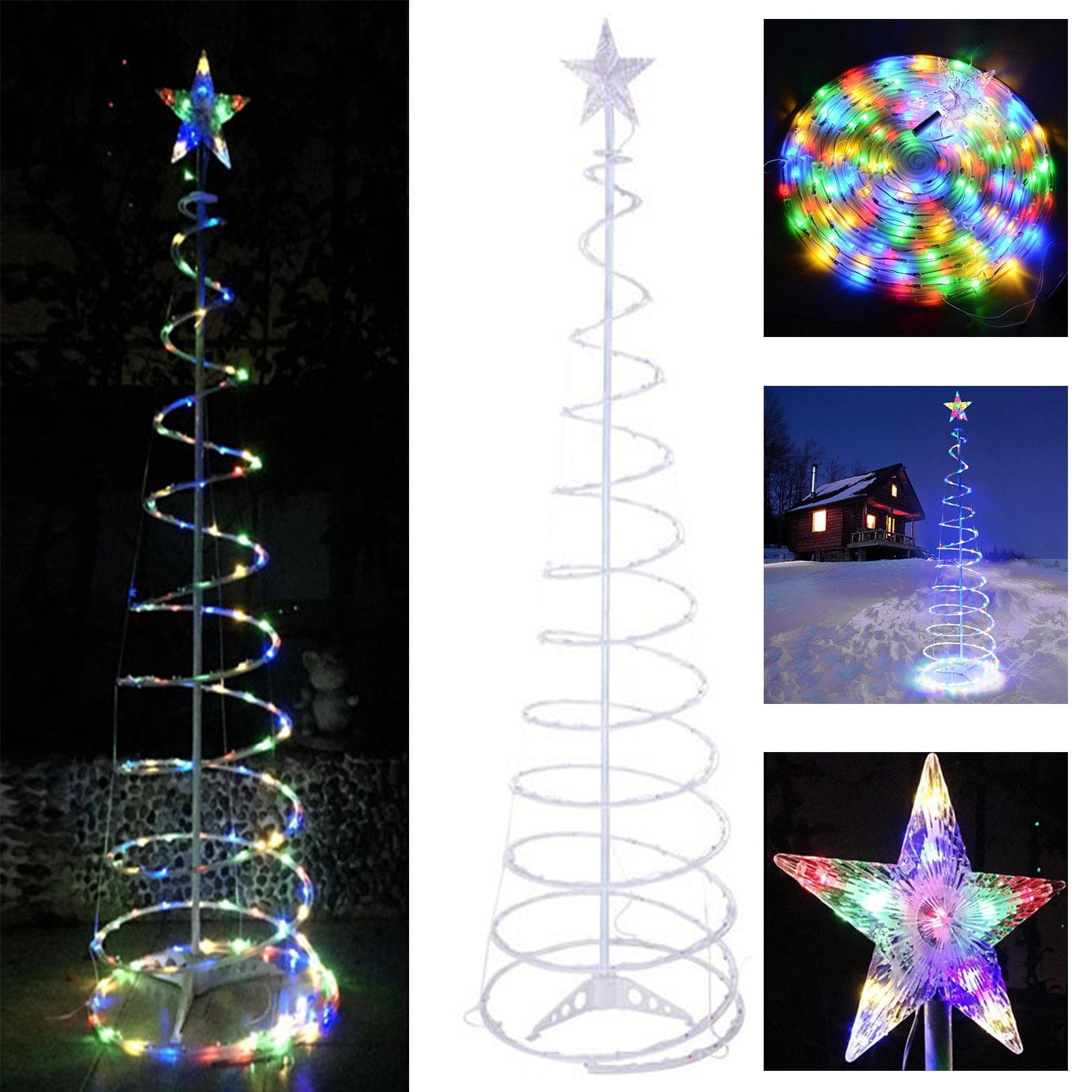 Multi Color Led Lighted Outdoor Spiral Christmas Trees 
