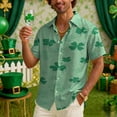 thumbnail image 4 of Ceisia Men's St. Patrick's Day Clover Print Short Sleeve Button-Down Shirt Collection | Dual-Tone Clover Layered Print Button-Up Shirt Gifts, 4 of 9
