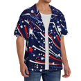 thumbnail image 3 of Zufioo Red White Blue Fireworks 1 Print Mens Button Down Short Sleeve Shirt,Classic Plaid Shirt,Mens Accessories Fashion Shirt-X-Large, 3 of 6