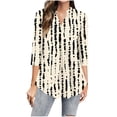 thumbnail image 2 of Njagoc3 Womens 3/4 Sleeve V-Neck Geometric Print Blouse - Lightweight Summer Casual Wear (Black & White), 2 of 6