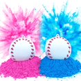 thumbnail image 1 of Labymos "Ensemble de Baseball Révélation de Genre - 2 Pack avec Poudre Bleue et Rose pour Fêtes d'Annonces de Genre de Bébé", 1 of 7