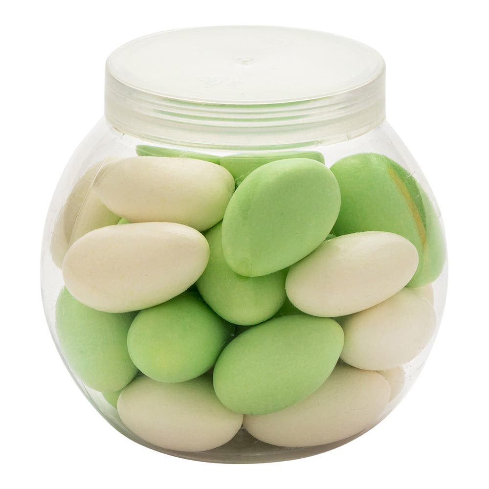 4 oz Frosted Plastic Bulbous Candy Jar - with Lid - 2 1/2 x 2 1/2 x 2  1/2 - 100 count box