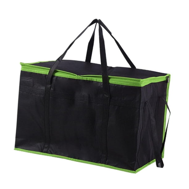 Bolsa de entrega aislada Tota de compras de comestibles Bolsa de transporte Pizza Calentante de transporte para comercio personal de compras para el Borde verde negro
