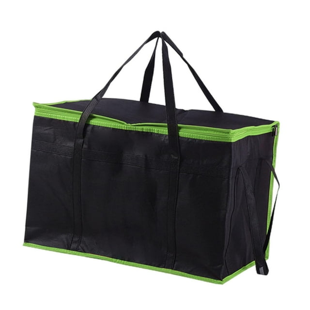 Bolsa térmica para entrega de pizza, impermeable, de gran capacidad, para compras de comestibles Borde verde negro