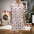 thumbnail image 2 of XIAONU Mens Pajamas Set Christmas Tree Letter Print Festive Loungewear Lapel Short Sleeve Top And Elastic Waist Shorts Sleepwear, 2 of 4